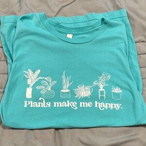 Teal Graphic Tee - Plants Make Me Happy